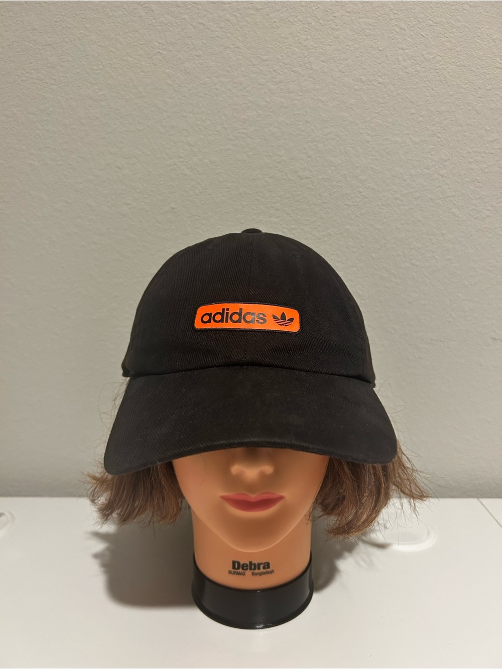 Adidas Unisex Black Hat with Orange Logo Patch - Picture 2 of 9